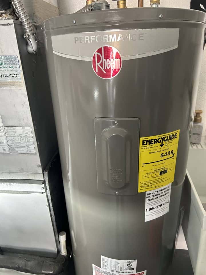 New Rheem water heater installation.