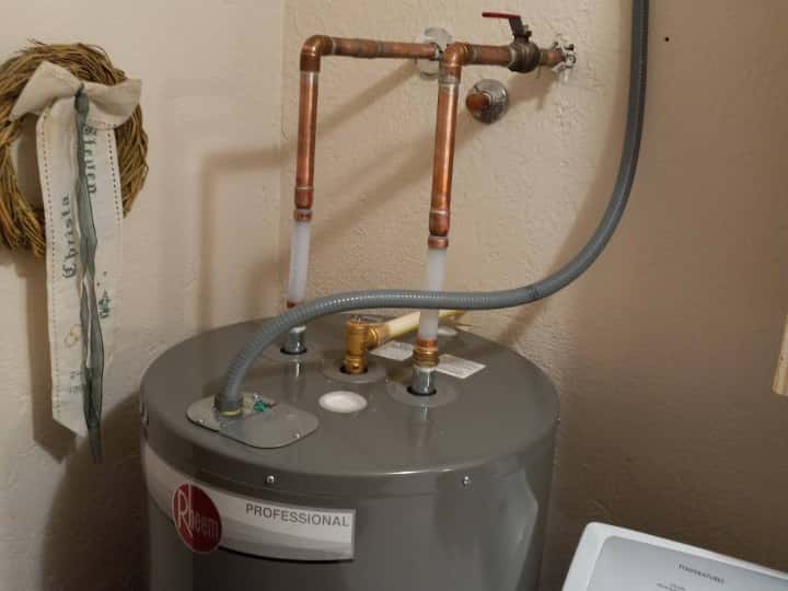 Residential water heater repair service call.